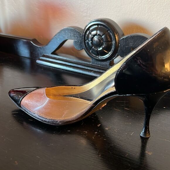 90s Dolce & Gabbana Black Patent Leather & Clear Cutout Heels - Picture 7 of 14